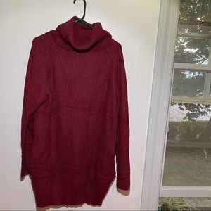 Sweater dress with pockets- red